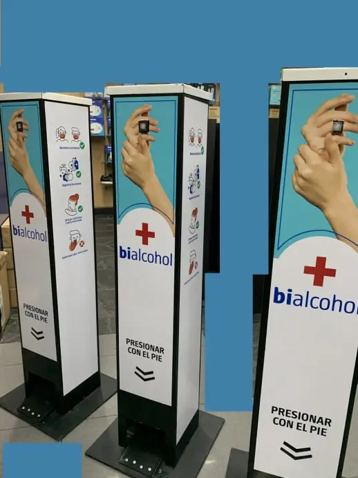 Totem dispenser alcohol en gel automático