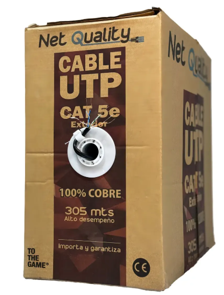 NET QUALITY Q305-CU – Bobina de Cable UTP Cat 5e (( 100% Cobre)) , para exterior color negr…