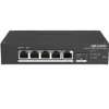 HIKVISION DS-3T1306P-SI/HS – Switch PoE industrial de 4 puertos + uplink fibra, 60W PoE total, ent…